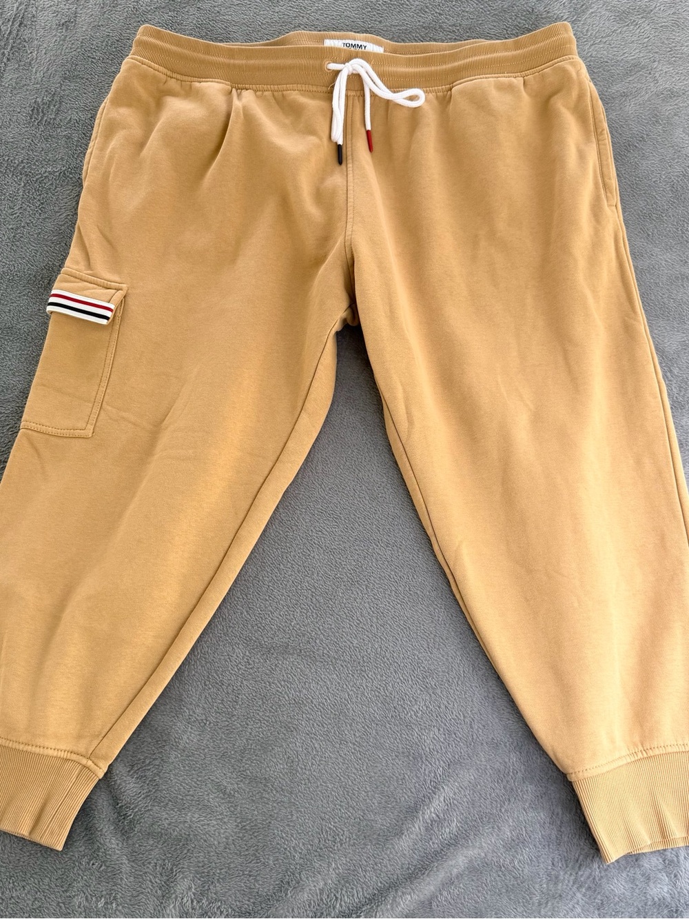 Tommy Hilfiger Men's Tan Elastic Drawstring Cargo Jogger Fleece Sweatpants XXXL